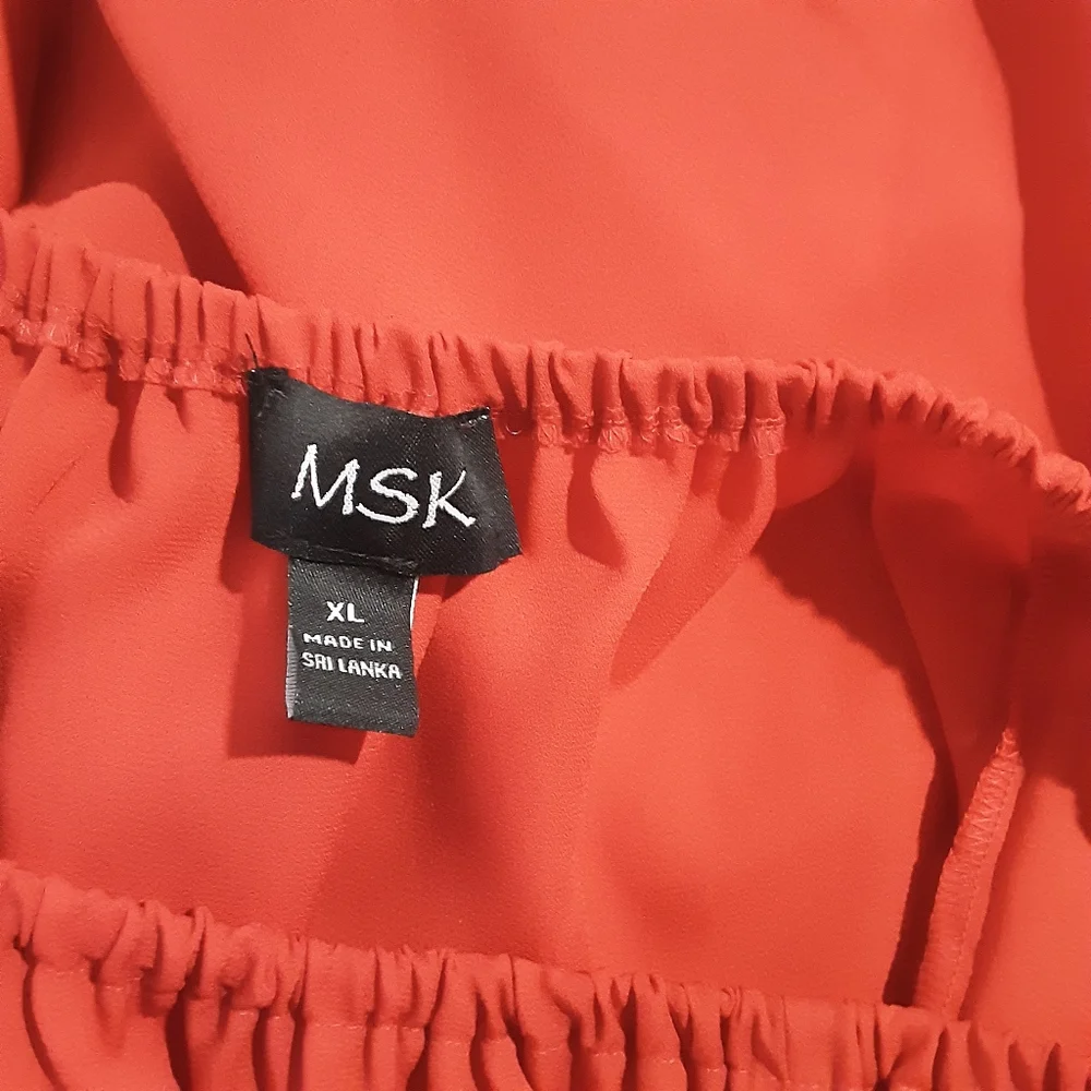 MSK Red Ruffle Sleeve Top - Picture 10 of 12